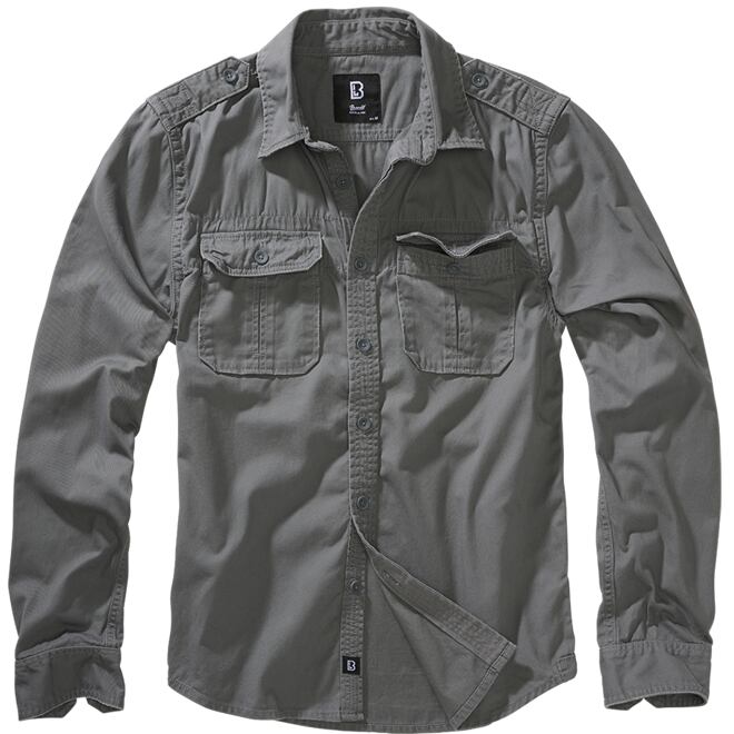 Levně Košile Vintage Shirt Longsleeve 1/1 charcoal grey