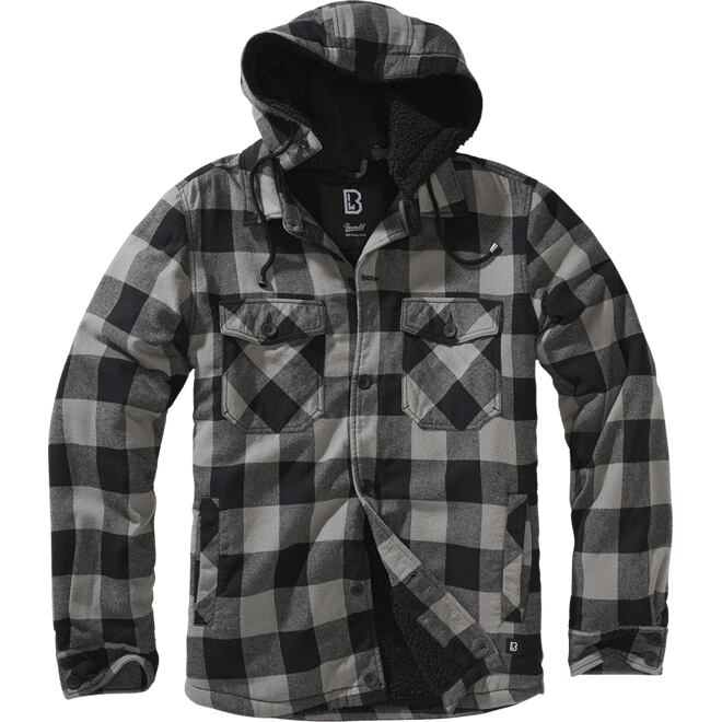 Levně Bunda Lumberjacket Hooded černá | antracitová