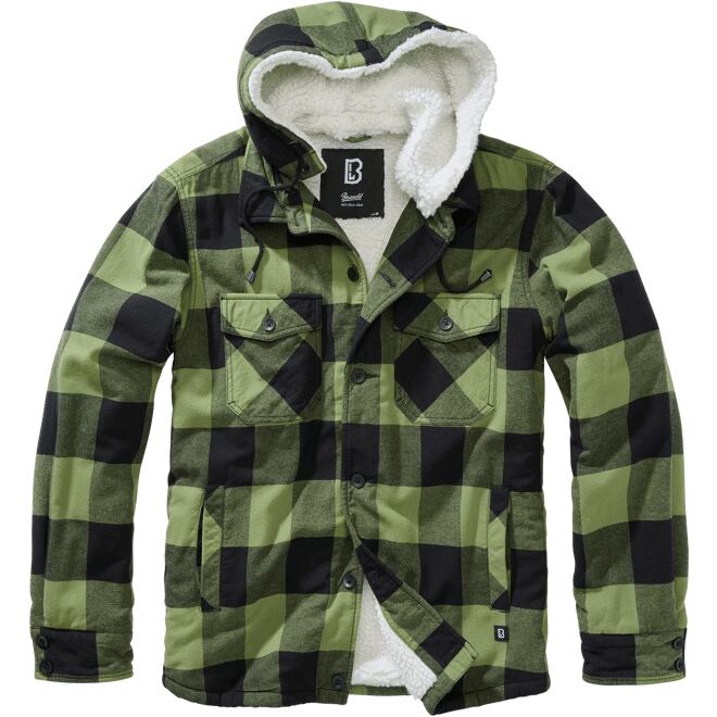 Levně Bunda Lumberjacket Hooded černá | olivová