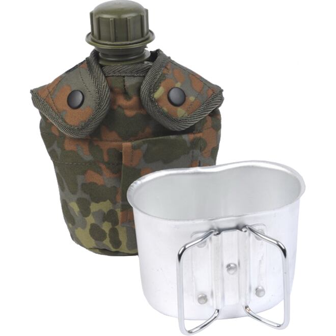 Levně Láhev polní US 1 l s obalem a šálkem flecktarn