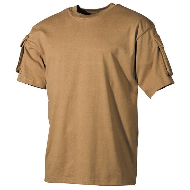 Levně Tričko US T-Shirt s kapsami na rukávech 1/2 okrové