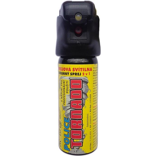 Levně Sprej obranný pepřový TORNADO 50 ml (sprej se svítilnou)