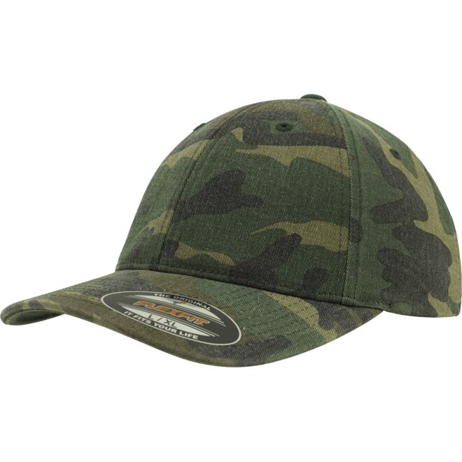 Levně Čepice Baseball Cap Flexfit Garment Washed Camo woodland