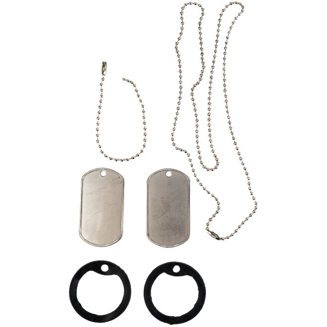 Levně ID známka US (Dog Tag) STANDARD - plechy + řetízky + gumičky stříbrná