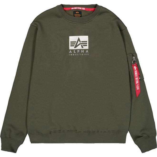 Levně Svetr Alpha Satin Logo Sweater olivová tmavá
