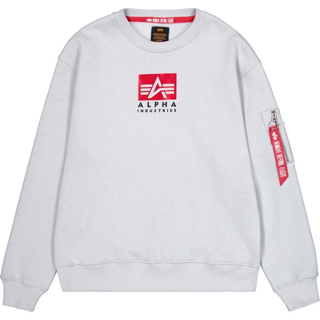 Levně Svetr Alpha Satin Logo Sweater pastel grey